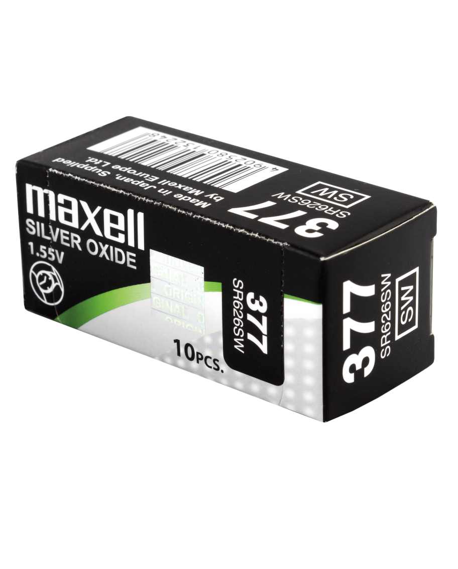 MAXELL 377 - SR626SW Battery - Made In Japan - Original - 10 Battery Box